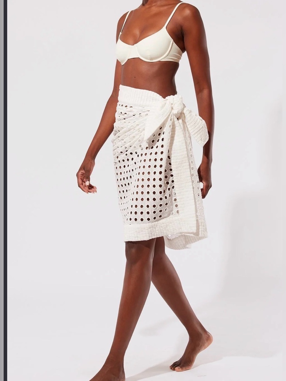 SOLID & STRIPED Cream Eyelet Swim Sarong